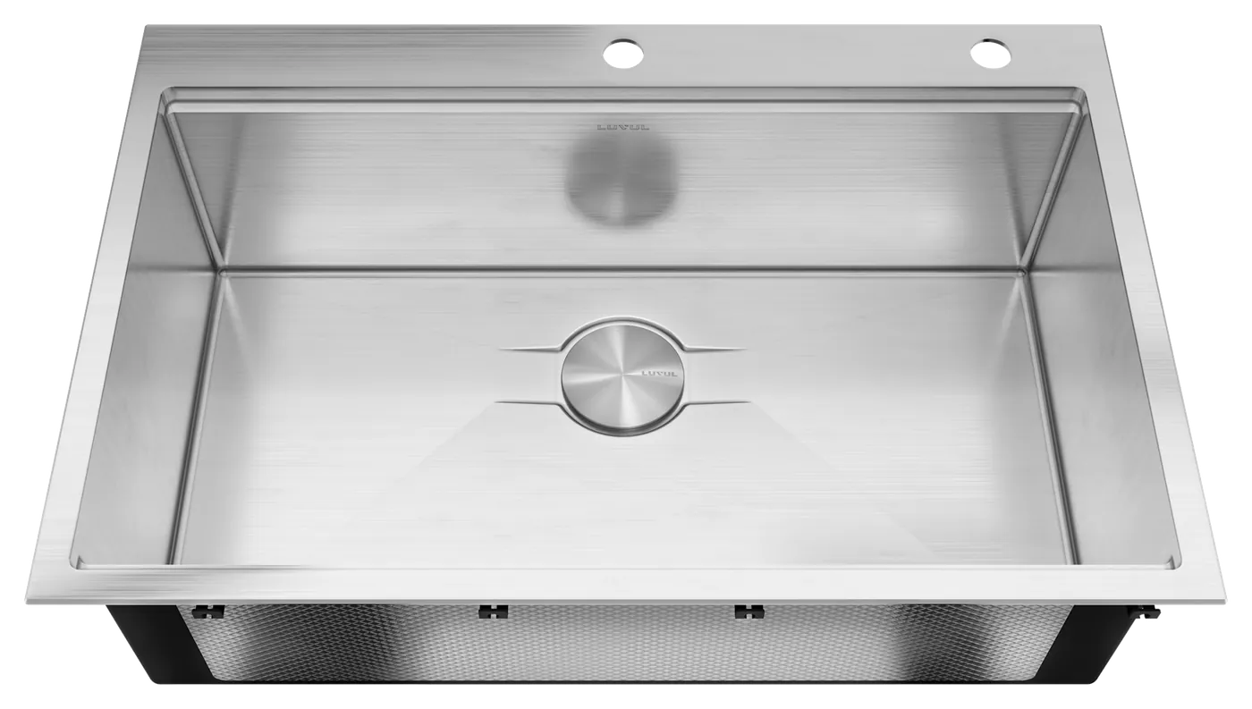 LUVUL Oskan 33-inch drop-in workstation sink: front view
