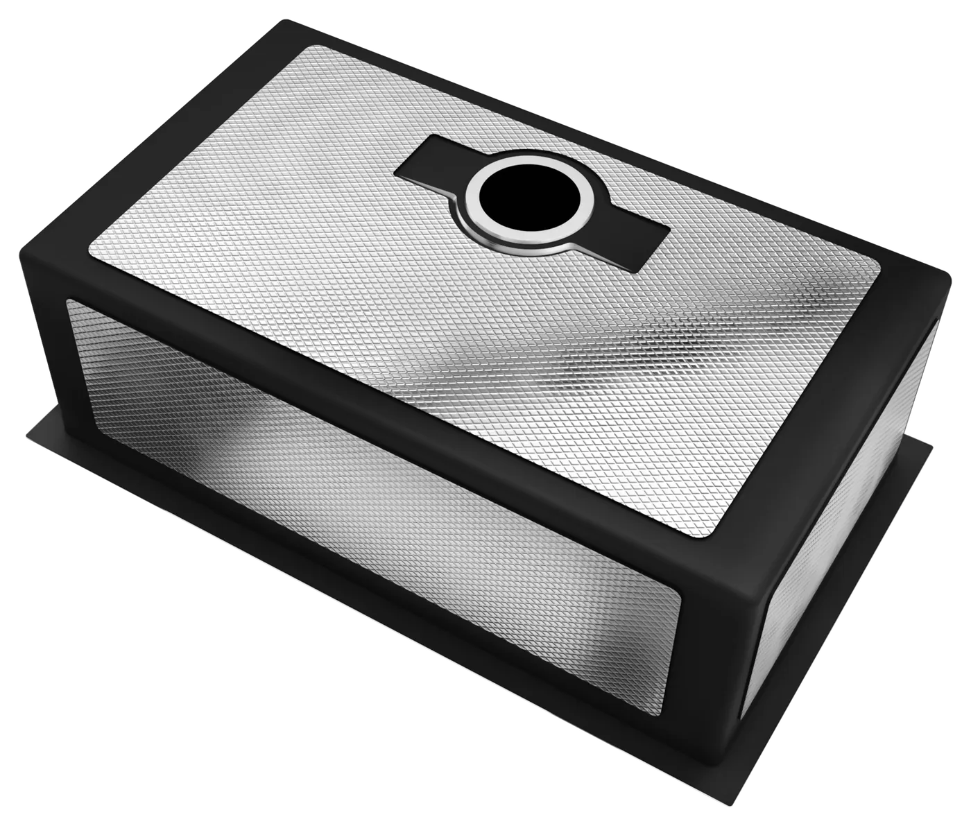 Underside of a LUVUL sink with black mute pads
